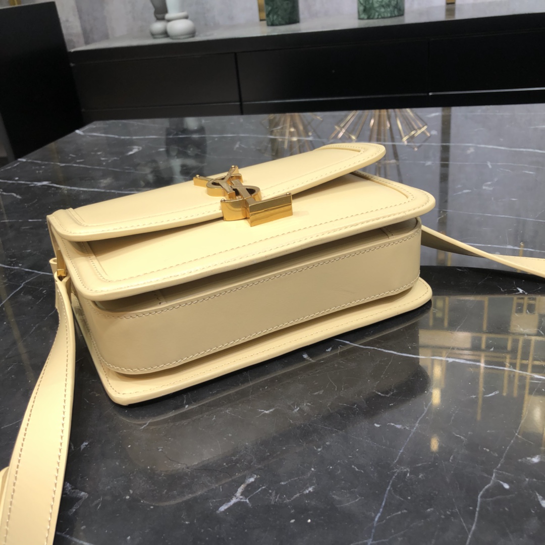 Saint Laurent Solferino Box Small Calfskin Handbag Shoulder Bag Light Yellow 634306 